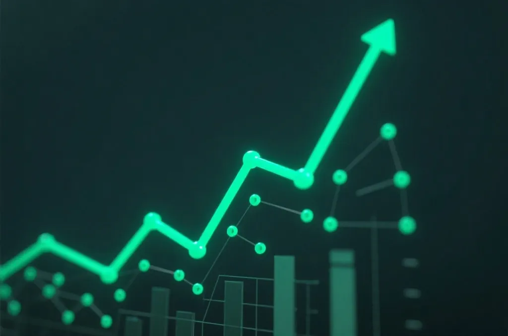 代表数据走势和市场风向变化的抽象三维图表